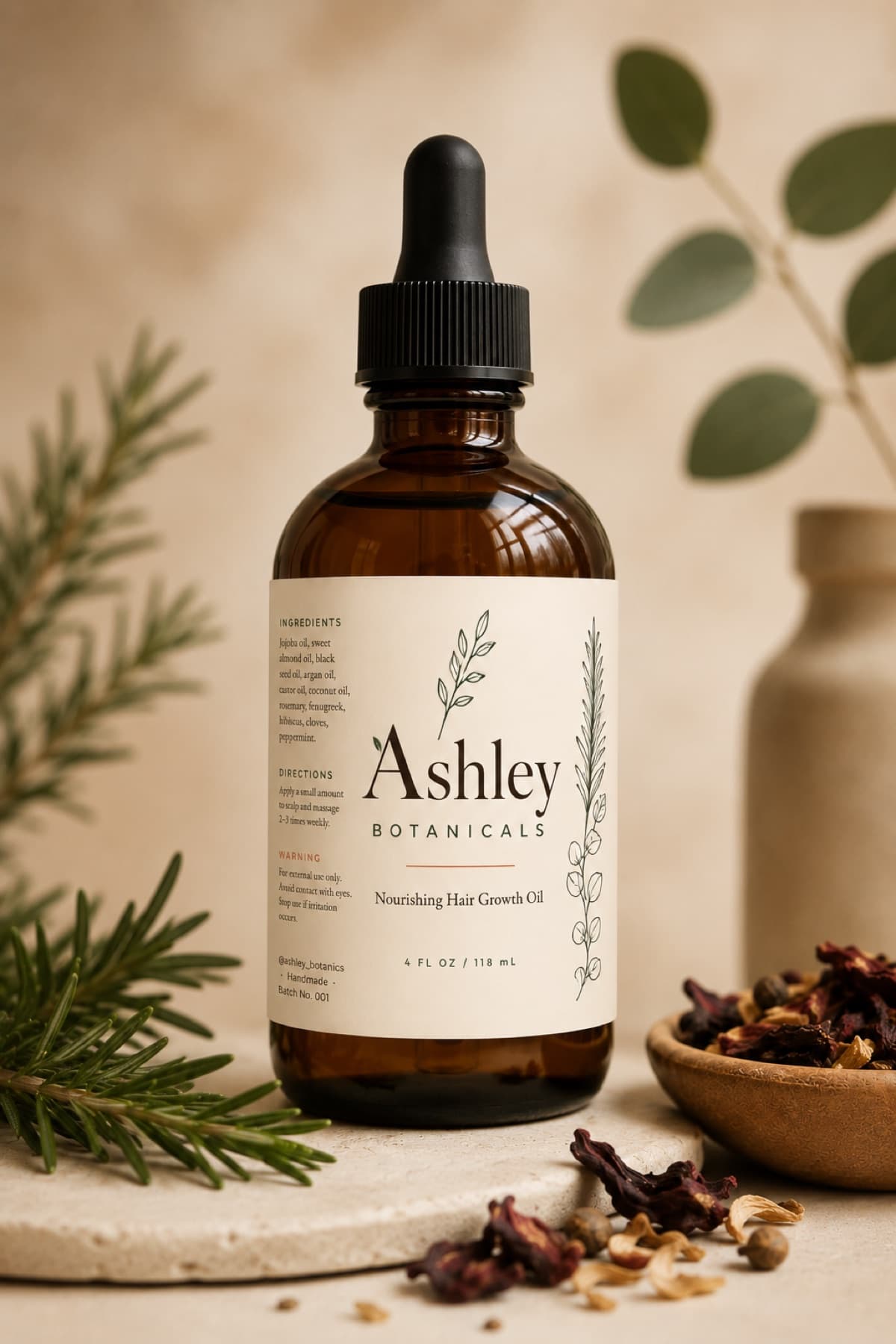 Buy Ashley Botanicals rosemary hair growth oil — 4 fl oz handmade botanical hair oil